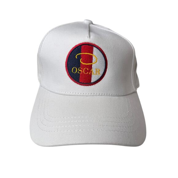 Oscar De La Renta Unisex Hat White OSCAR emblem Red Blue Casual Basic Cap NWT - Picture 1 of 8